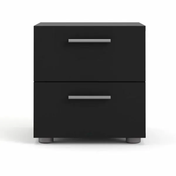 TVILUM Pepe nattbord, m. 2 skuffer - svart folie og plast (40x40,25)